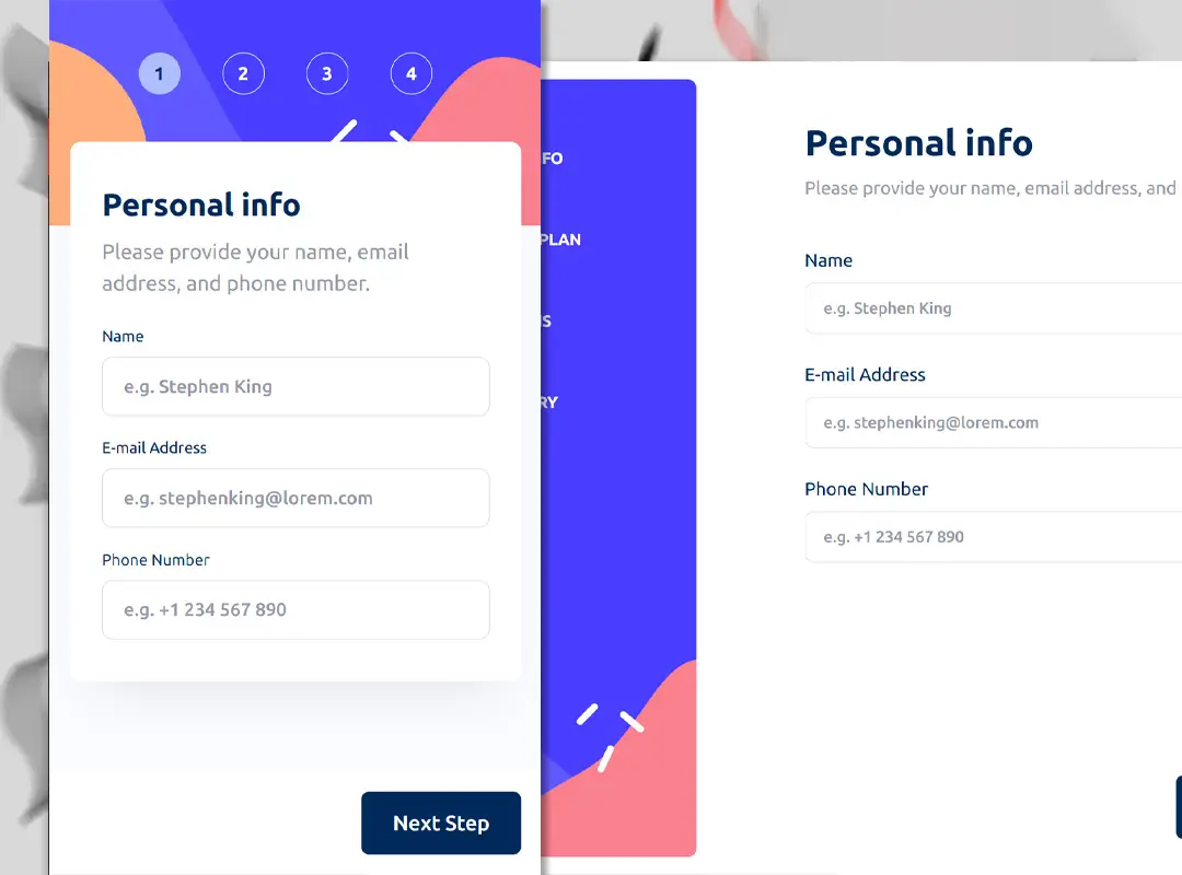 Multi-step form screenshot
